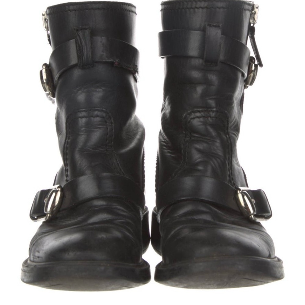 Gucci Black Leather Moto Boots